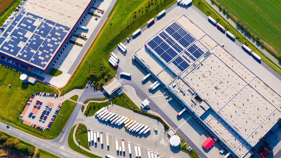 Birds-eye view of a shipping facility