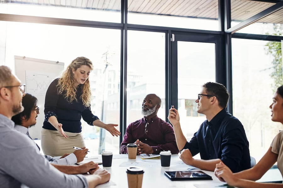 Group of co-workers in a business meeting